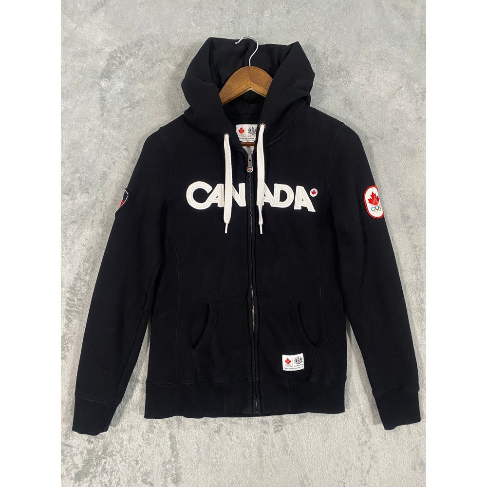 Hudson's Bay Hoodie XS Black Canada Olympic Vancouver 2010 Zip Up Cozy Sporty